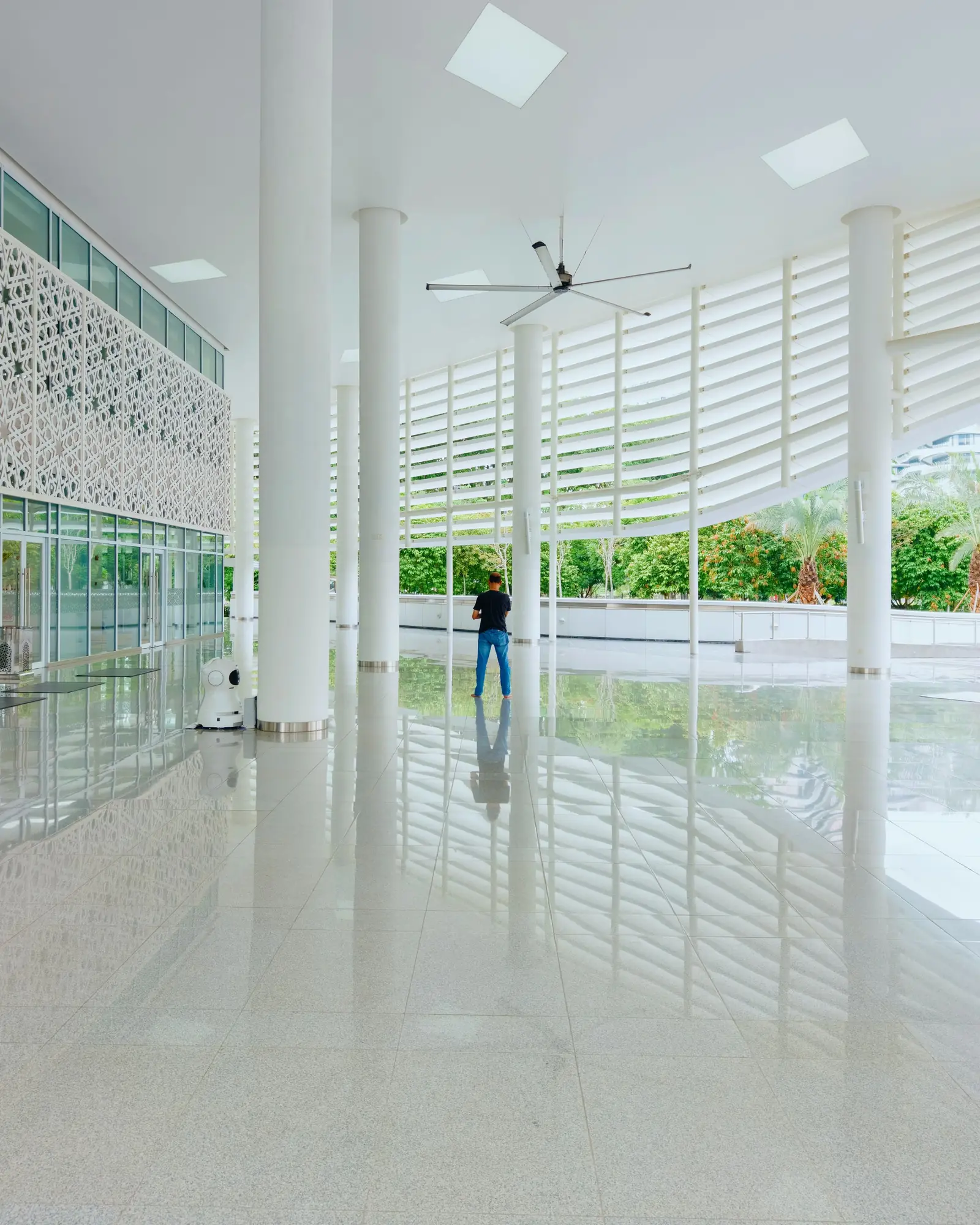 Modern interior with glossy floors